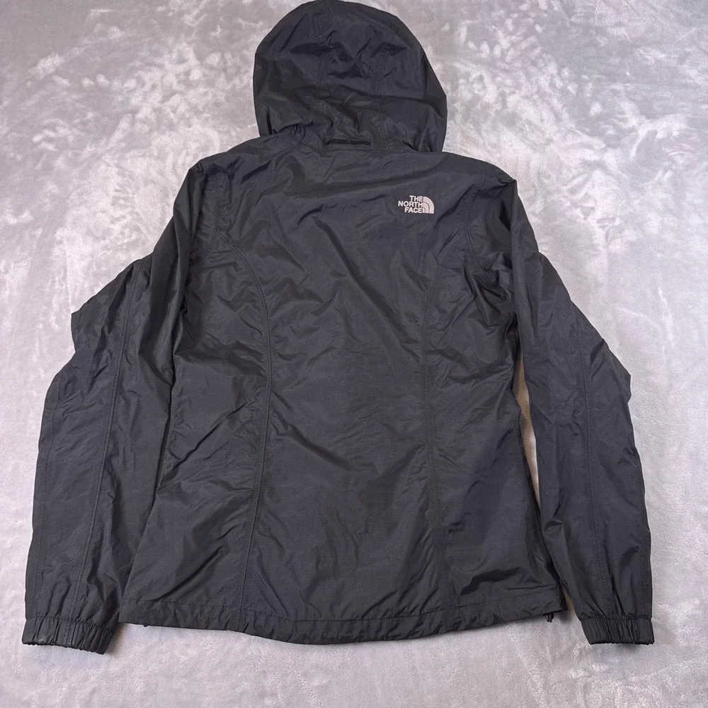 The North Face HyVent Rain Jacket Black Hooded Windbreaker Mens Small